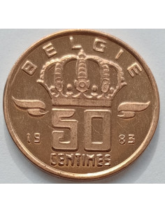 Awers monety Belgia 50 centymów 1983