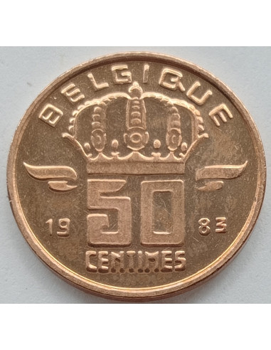 Awers monety Belgia 50 centymów 1983