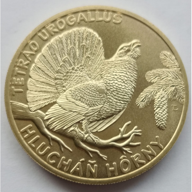 Rewers monety Słowacja 5 euro 2024 Głuszec zwyczajny