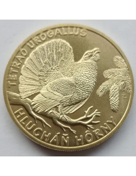 Rewers monety Słowacja 5 euro 2024 Głuszec zwyczajny