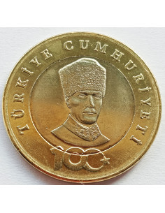 Awers monety Turcja 5 Lira 2023 100 rocznica Powstanie Republik
