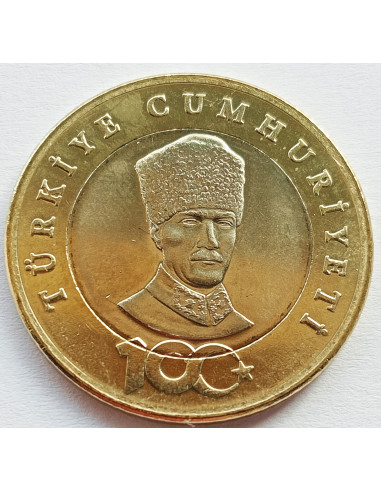 Awers monety Turcja 5 Lira 2023 100 rocznica Powstanie Republik