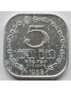 Awers monety Sri Lanka 5 Cent 1988