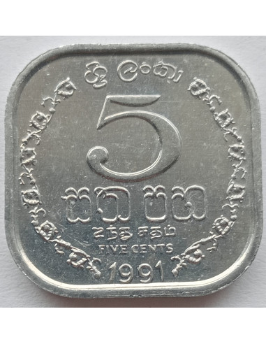 Awers monety Sri Lanka 5 Cent 1991