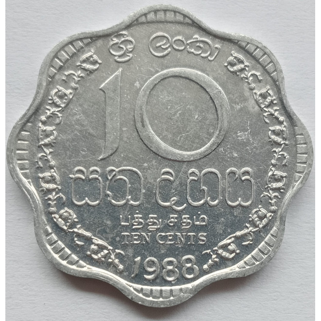 Awers monety Sri Lanka 10 Cent 1988