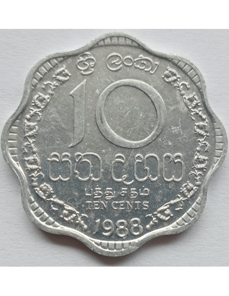 Awers monety Sri Lanka 10 Cent 1988