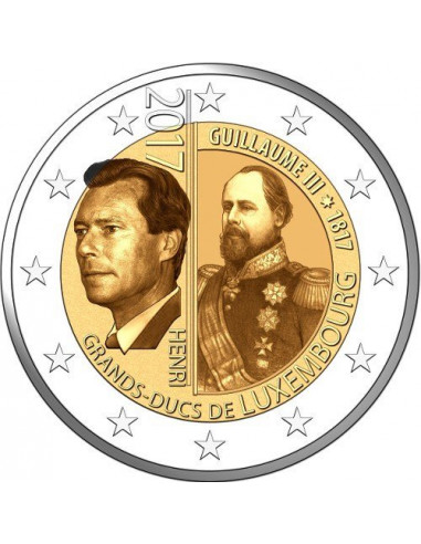 Awers monety 2 euro 2017 200 rocznica urodzin Wilhelma III Holenderskiego