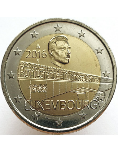 Awers monety Luksemburg 2 euro 2016 50 rocznica powstania Mostu Wielkiej Księżnej Szarlotty