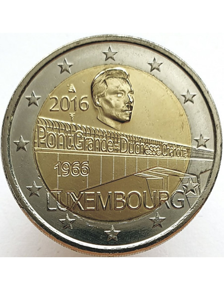 Awers monety Luksemburg 2 euro 2016 50 rocznica powstania Mostu Wielkiej Księżnej Szarlotty