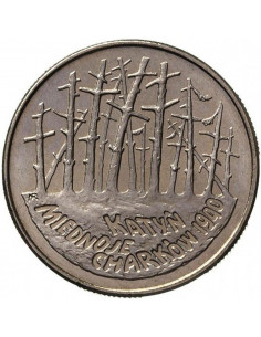 Awers monety 2 zł 1995 Katyń Miednoje Charków 1940