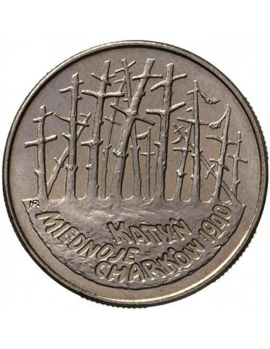 Awers monety 2 zł 1995 Katyń Miednoje Charków 1940