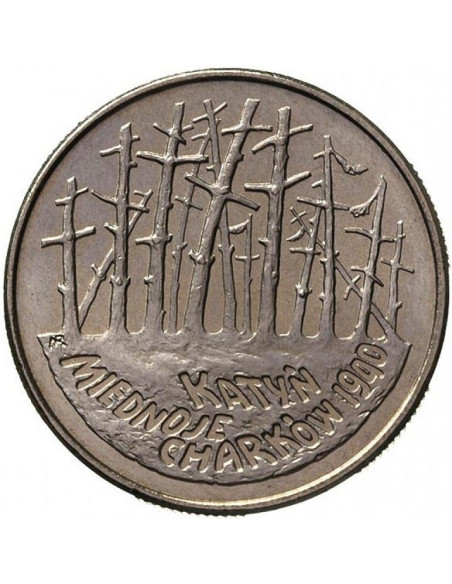 Awers monety 2 zł 1995 Katyń Miednoje Charków 1940
