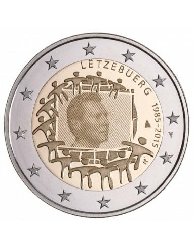 Awers monety 2 euro 2015 30lecie istnienia flagi europejskiej Luksemburg