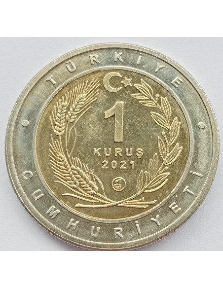 Moneta Turcja 1 Lira 2021100 lat Gaziantepu