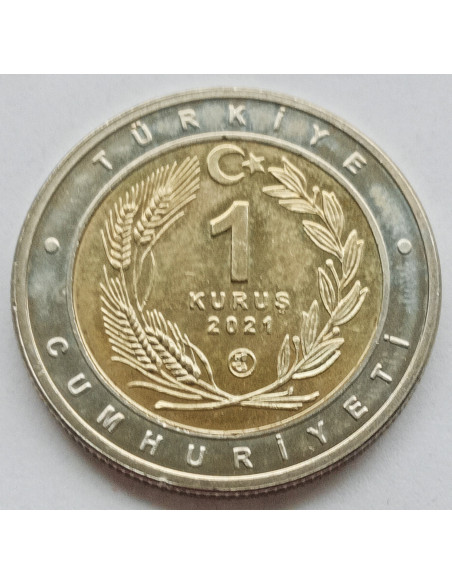 Moneta Turcja 1 Lira 2021100 lat Gaziantepu