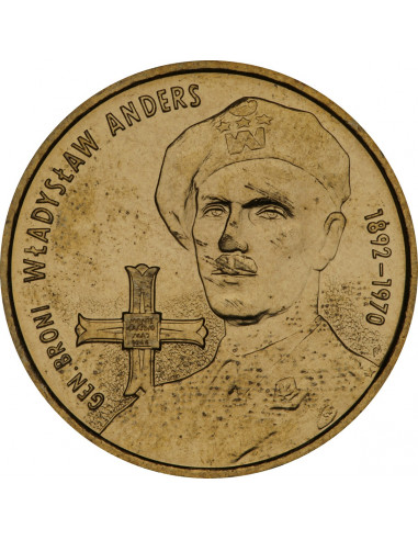 Awers monety 2 zł 2002 Generał broni Władysław Anders 18921970