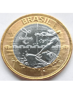 Moneta Brazylia 1 Real 2016 XV Letnie Igrzyska Paraolimpijskie, Rio de Janeiro 2016 - pływanie paraolimpijskie