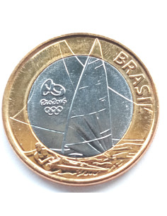 Moneta Brazylia 1 Real 2015 XXXI Letnie Igrzyska Olimpijskie 2016 Żeglarstwo w Rio