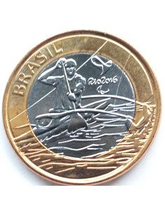 Moneta Brazylia 1 Real 2015 XV Letnie Igrzyska Paraolimpijskie, Rio de Janeiro 2016 - wioślarstwo paraolimpijskie