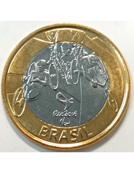Moneta Brazylia 1 Real 2014 XXXI Letnie Igrzyska Olimpijskie 2016  - paratriatlon