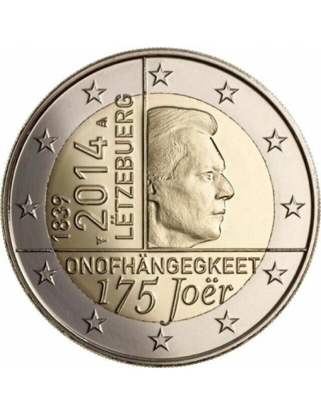 Awers monety Luksemburg 2 euro 2014 175lecie niepodległości Wielkiego Księstwa Luksemburga