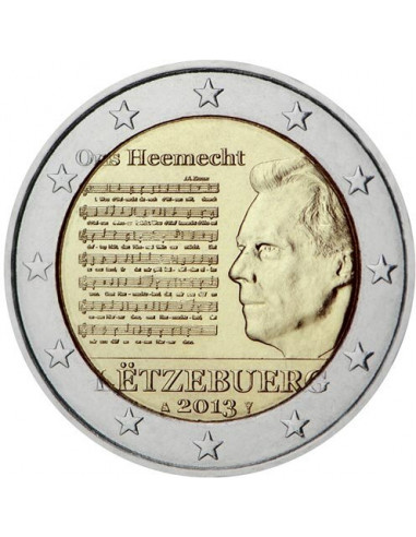 Awers monety Luksemburg 2 euro 2013 Hymn narodowy Luksemburga