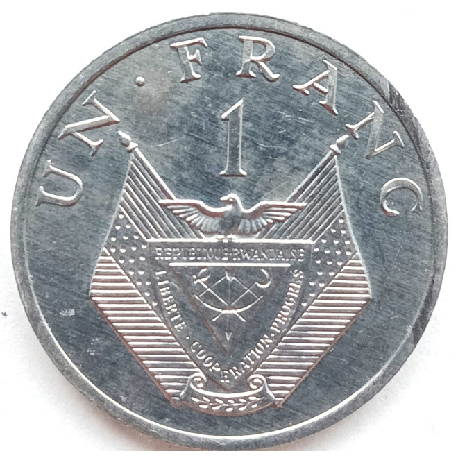Rewers monety Rwanda 1 Frank 1985