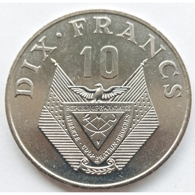 Rewers monety Rwanda 10 Franków 1985