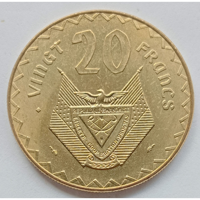 Rewers monety Rwanda 20 Franków 1977