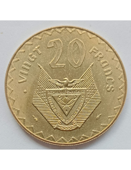 Rewers monety Rwanda 20 Franków 1977