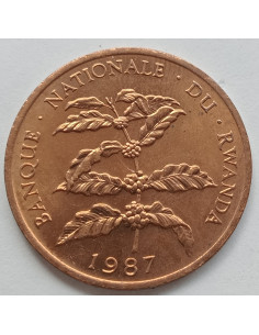 Awers monety Rwanda 5 Franków 1987