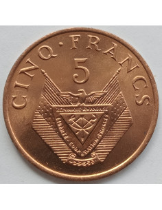 Awers monety Rwanda 5 Franków 1987 2
