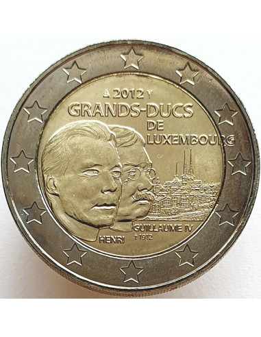 Awers monety Luksemburg 2 euro 2012 Wielki Książę Henryk i Wielki Książę Wilhelm IV