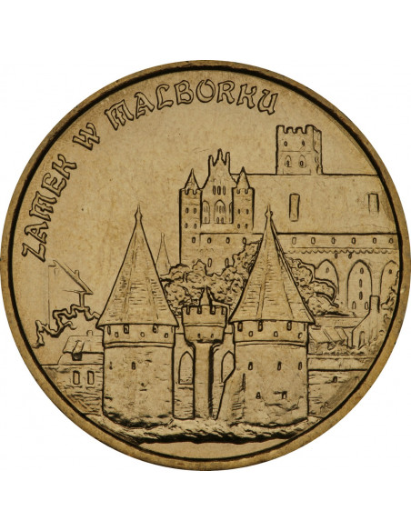 Awers monety 2 zł 2002  Zabytki kultury materialnej w Polsce: Zamek w Malborku