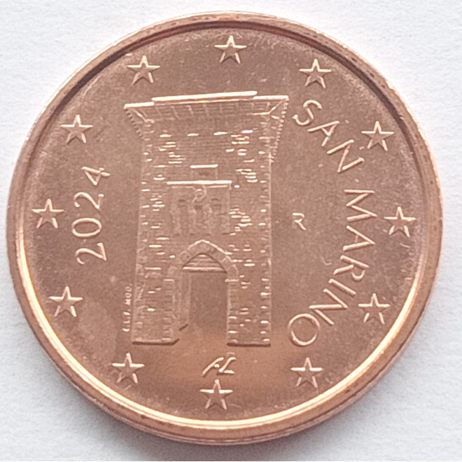 Awers monety San Marino 2 Eurocent 2024