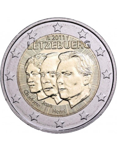 Awers monety Luksemburg 2 euro 2011 50 rocznica nadania przez Wielką Księżną Szarlottę jej synowi Janowi tytułu oficjalnego repr