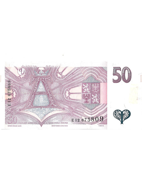 Tył banknotu Czechy 50 Koron 1997 XF
