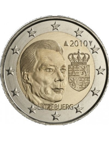 Awers monety Luksemburg 2 euro 2010 Herb książęcy Wielkiego Księcia Henryka