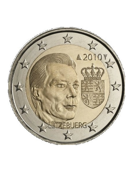 Awers monety Luksemburg 2 euro 2010 Herb książęcy Wielkiego Księcia Henryka
