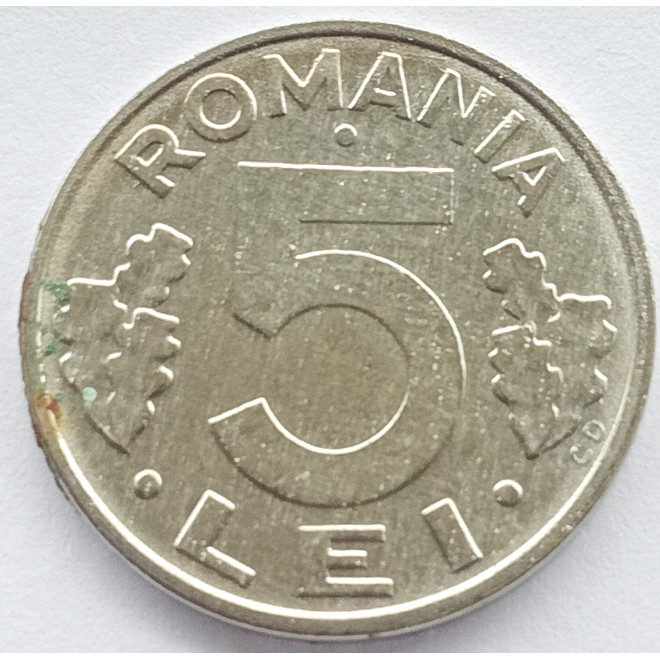 Rewers monety Rumunia 5 lei 1995 Republika Rumunii