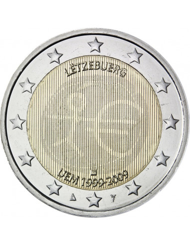Awers monety Luksemburg 2 euro 2009 10lecie wprowadzenia systemu euro Luksemburg