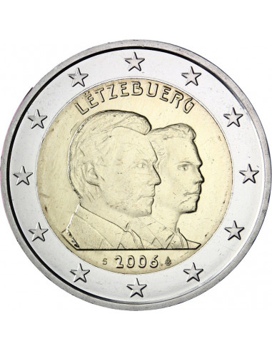 Awers monety 2 euro 2006 25 urodziny dziedzicznego Wielkiego Księcia Luksemburga Wilhelma