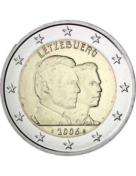Awers monety Luksemburg 2 euro 2006 25 urodziny dziedzicznego Wielkiego Księcia Luksemburga Wilhelma