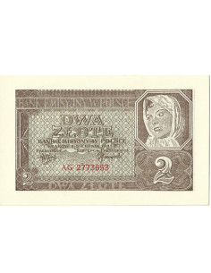 Przód banknotu 2 Złote 1941 UNC