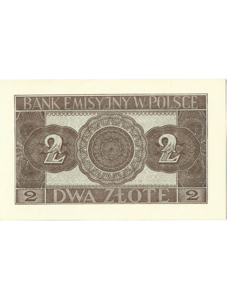 Tył banknotu 2 Złote 1941 UNC