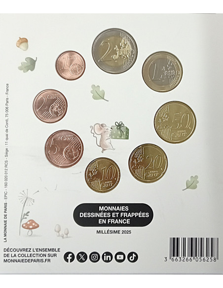 Rewers monety Francja zestaw monet 1 cent do 2 euro 2025