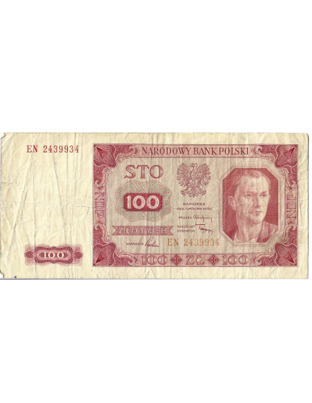 Przód banknotu 100 Złotych 1948 G