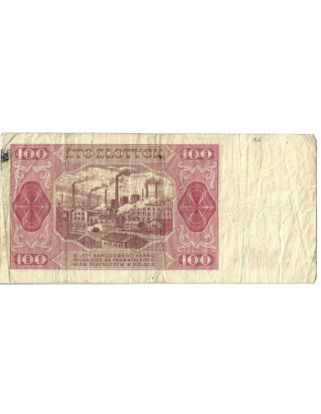 Tył banknotu 100 Złotych 1948 G