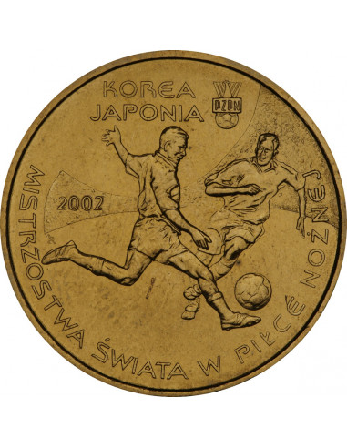 Awers monety 2 zł 2002 Mistrzostwa Świata w Piłce Nożnej 2002 Korea/Japonia