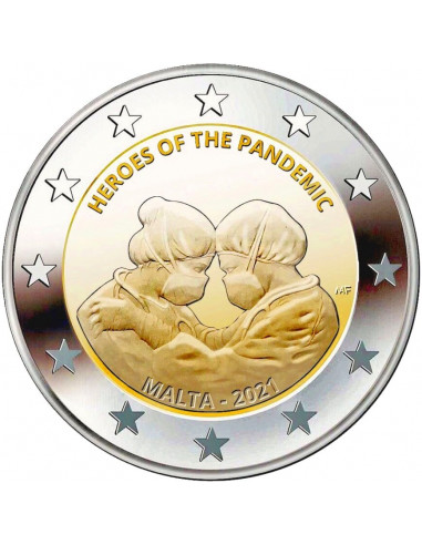 Awers monety Malta 2 euro 2021 Bohaterowie w pandemii